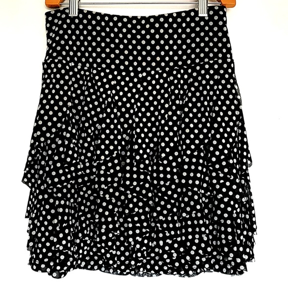 INC International Concepts Dresses & Skirts - INC Ruffled Black & White Polka Dot Skirt w Lining